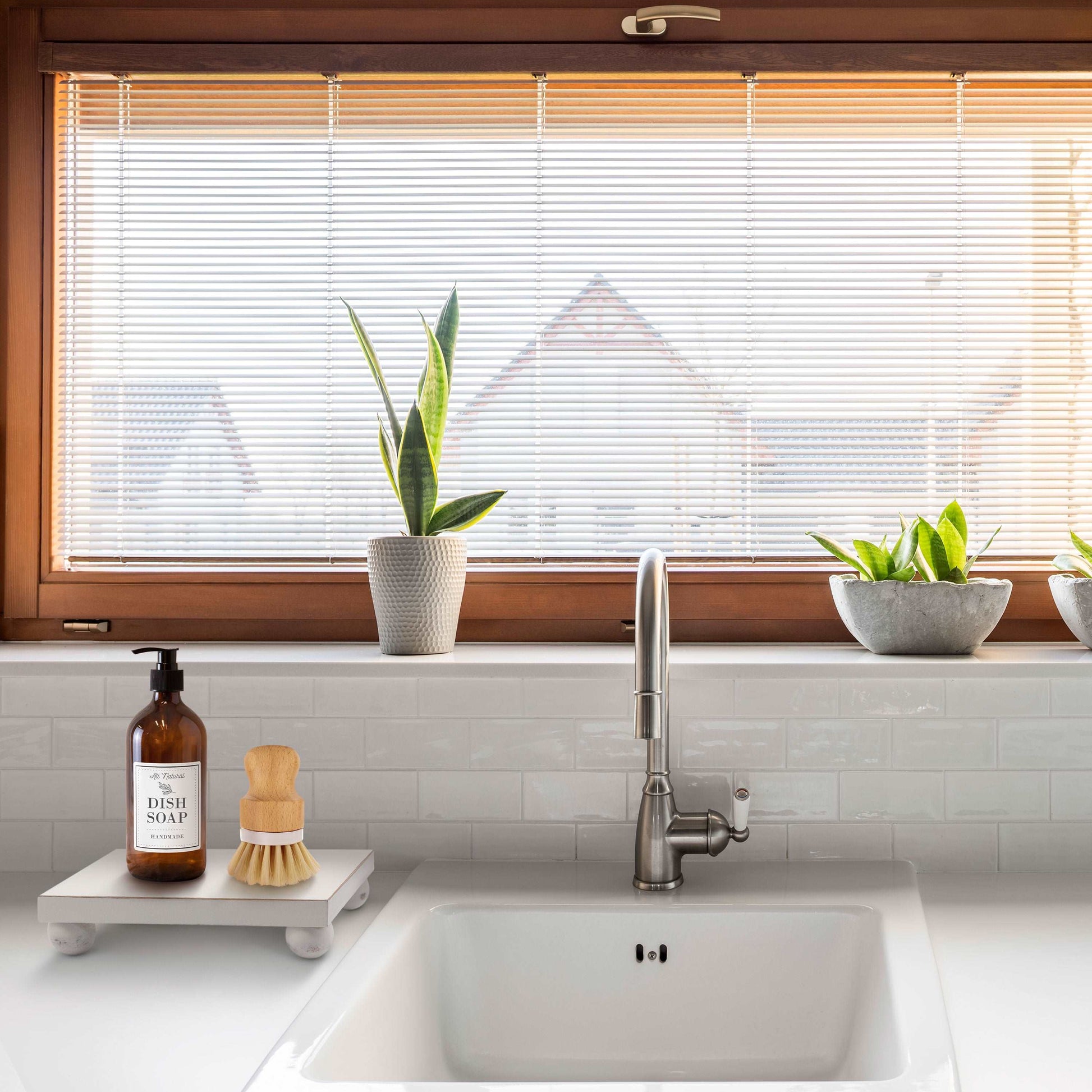 White Sink Riser Tray , Soap Stand , Wood Riser , Kitchen Tray